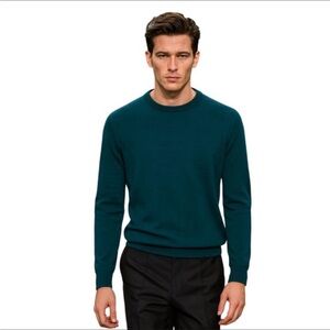 J. Crew Men's Merino Wool Blend Deep Teal Crewneck Sweater